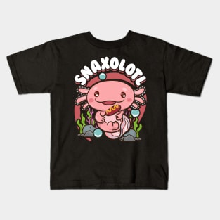 Snaxolotl Funny Axolotl Pun Snacks Desserts Kawaii Kids T-Shirt